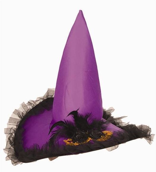 Heksenhoed paars - Willaert, verkleedkledij, carnaval, feestkledij, halloween, heksenhoed, 31 oktober, helloween, hoeden